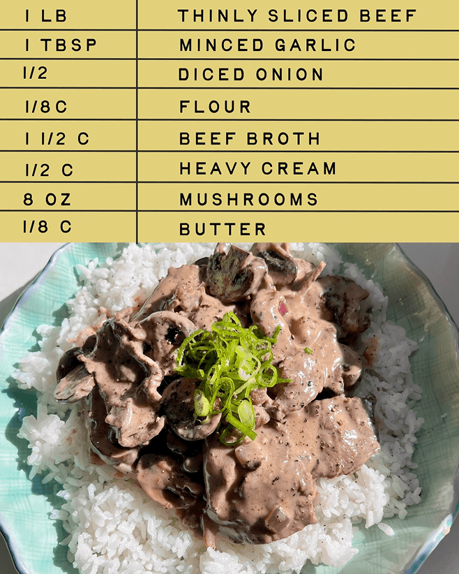 Creamy Mushroom Beef recipe